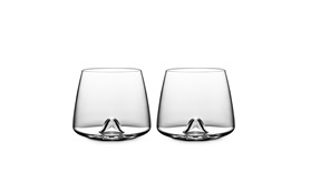 Whiskey glass sideview two glasses on white background